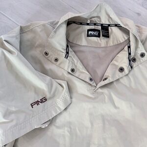 Ping Collection Short Sleeve Golf Pullover Windbreaker Jacket Beige Mens L